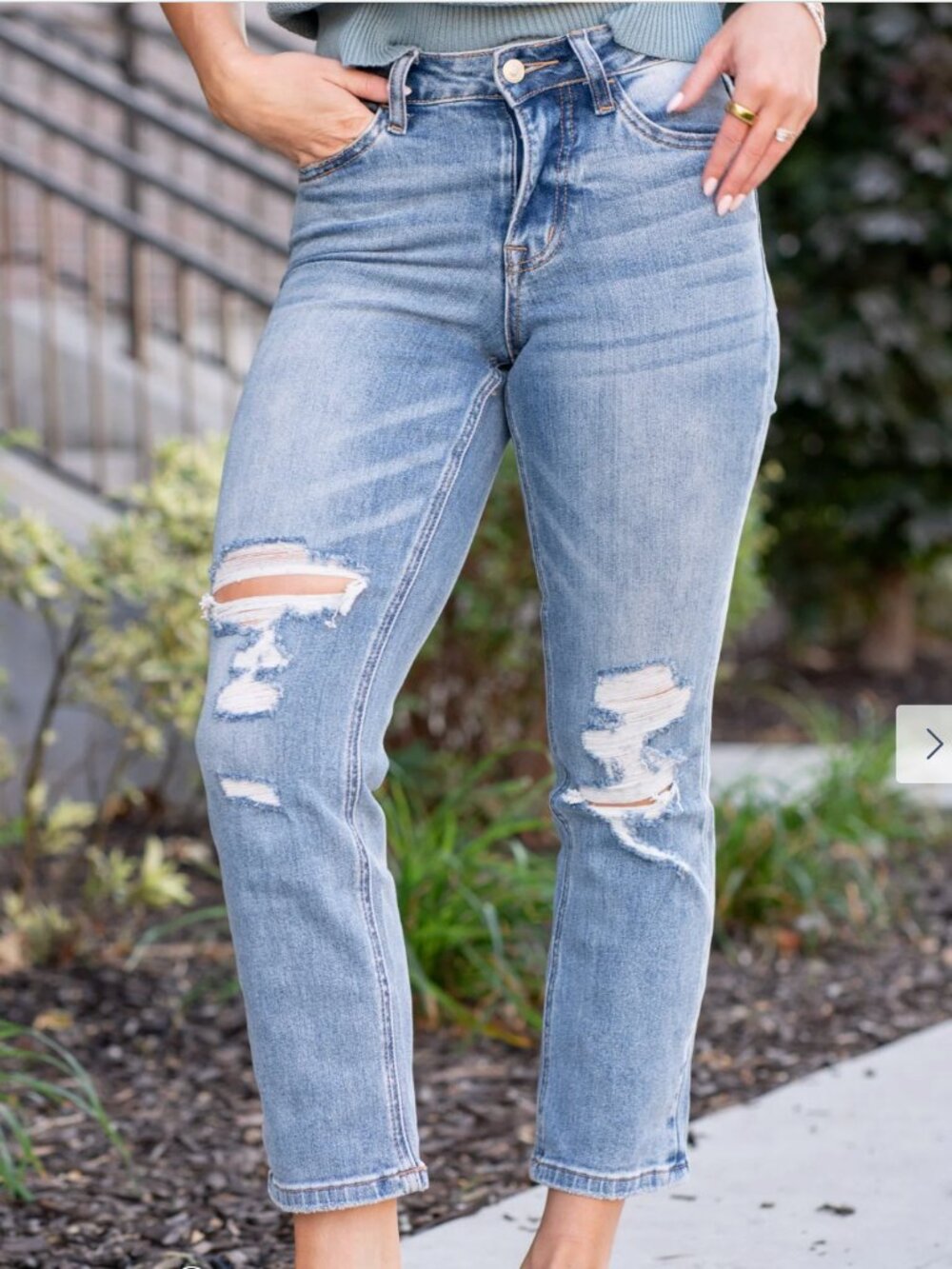 Lovervet By Vervet Women's Distressed High Rise Straight Crop Jeans Size 28